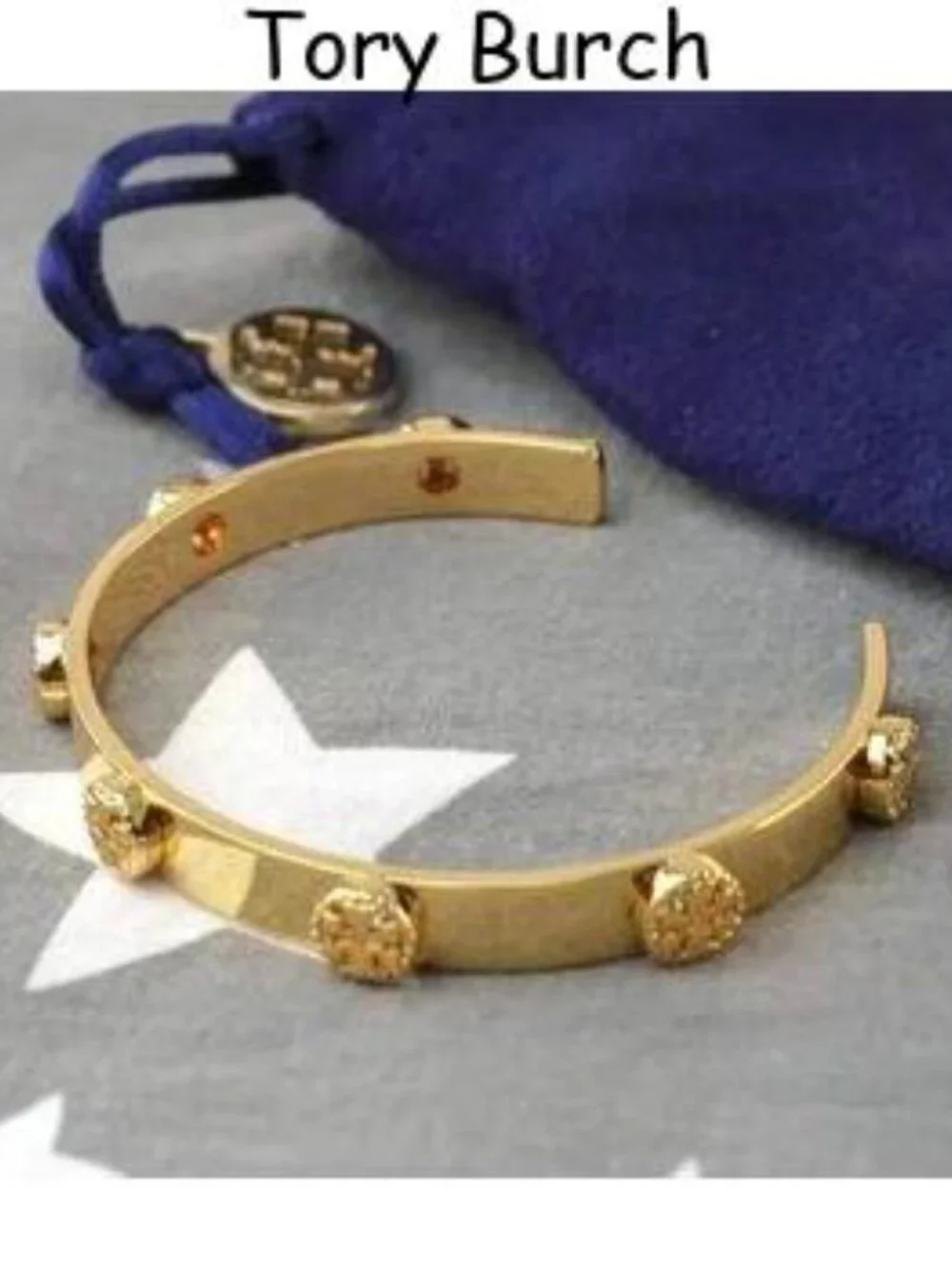 Tory Burch 18k Gold Studded Cuff Open Bracelet
